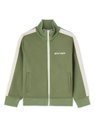 Felpa sportiva con stampa per bambino Palm Angels Kids verde con collo alto - Rubino Kids