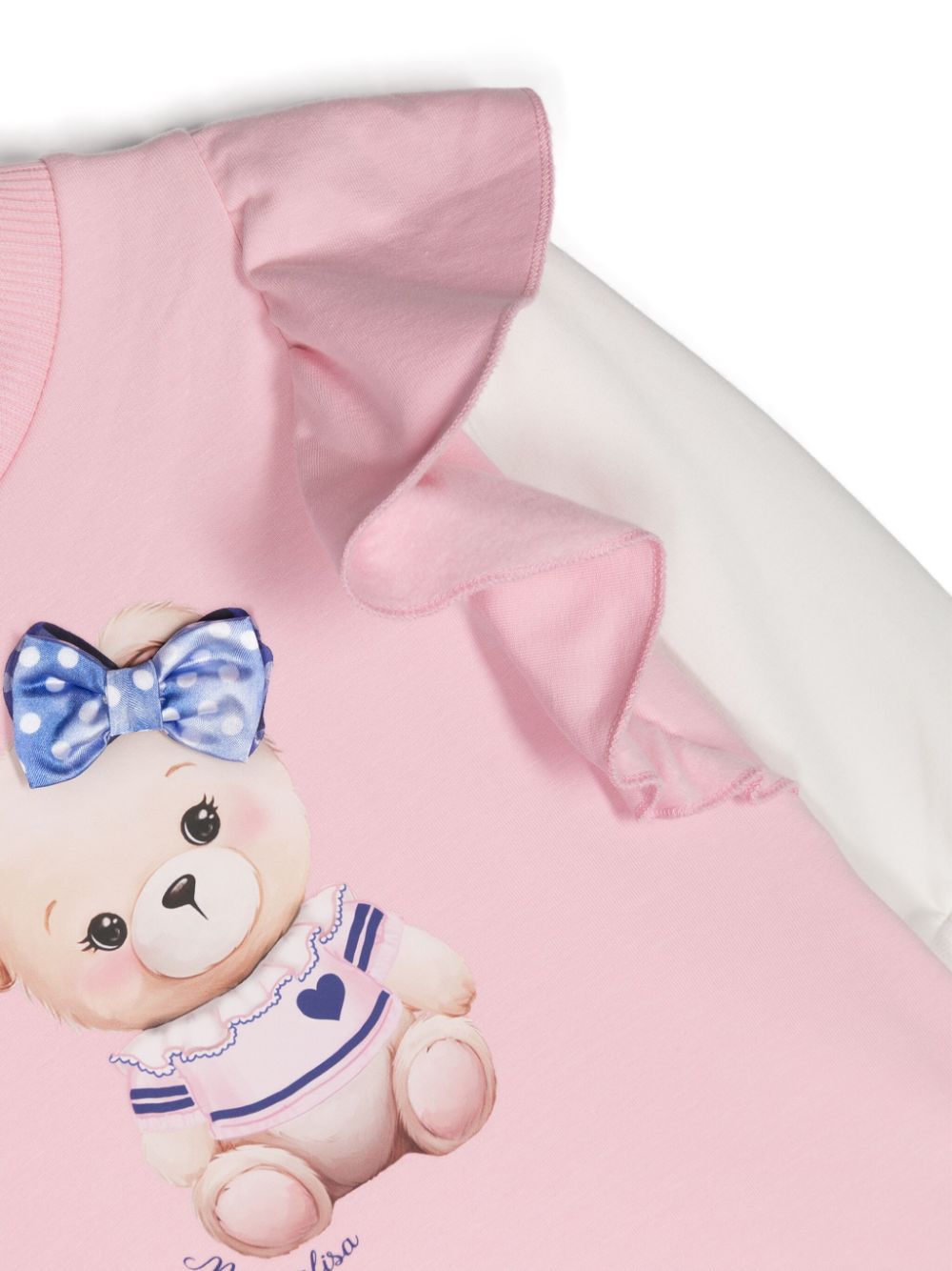 Felpa Teddy Bear con ruches per neonata Monnalisa rosa con girocollo - Rubino Kids