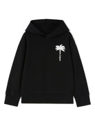 Felpa The Palm con cappuccio per bambino Palm Angels Kids nero con stampa con palme - Rubino Kids