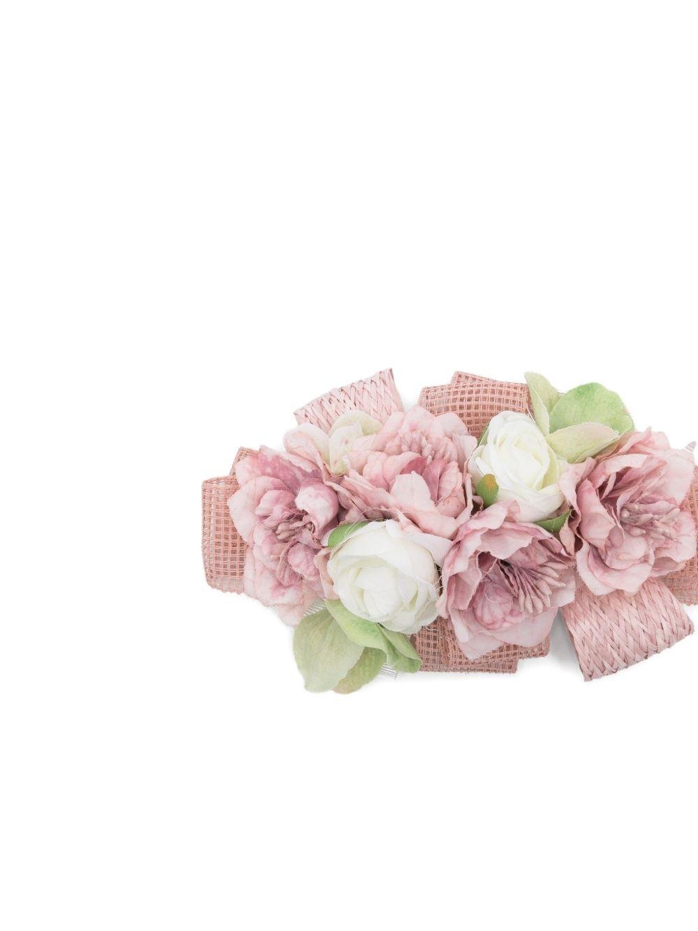 Fermaglio per capelli per bambina Colorichiari rosa con dettaglio fiori - Rubino Kids