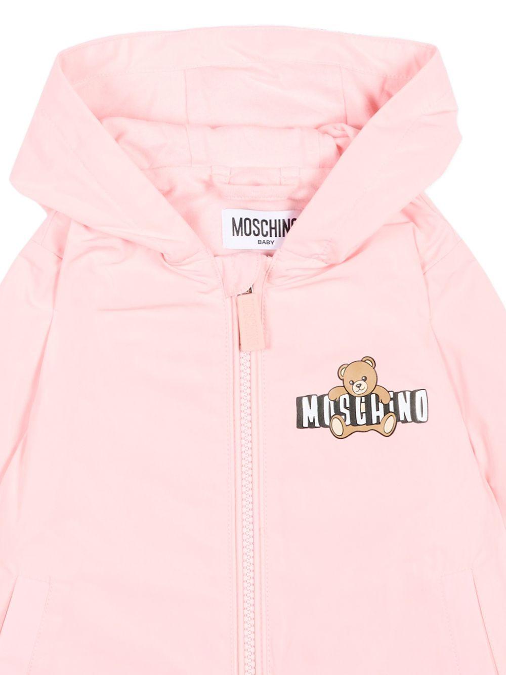 Giacca antipioggia per neonata Moschino Kids rosa con stampa Teddy Bear - Rubino Kids