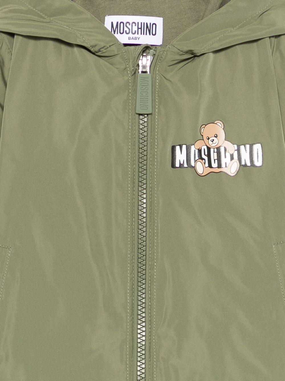 Giacca antipioggia per neonati Moschino Kids verde con stampa Teddy Bear - Rubino Kids