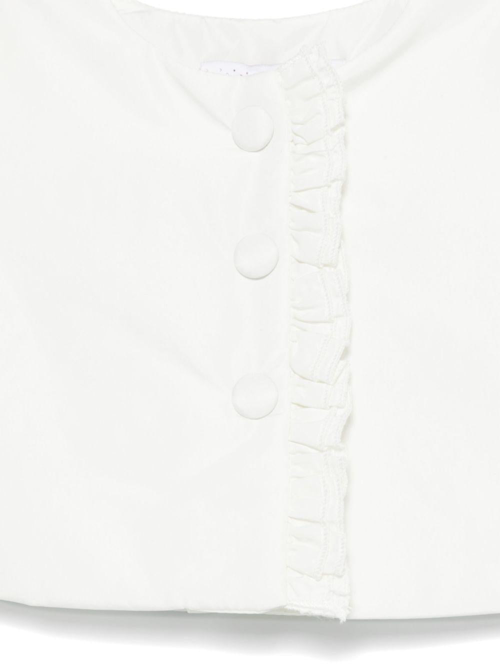 Giacca biker per neonata Monnalisa bianco con dettaglio ruches - Rubino Kids