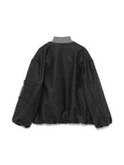 Giacca bomber in feltro per bambina MSGM Kids nera collette da baseball - Rubino Kids