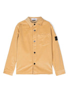 Giacca - camicia con applicazione Compass per bambino Stone Island Junior giallo con velluto a coste - Rubino Kids