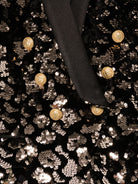 Giacca con paillettes per bambina Balmain Kids nero con revers a scialle - Rubino Kids