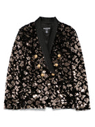 Giacca con paillettes per bambina Balmain Kids nero con revers a scialle - Rubino Kids