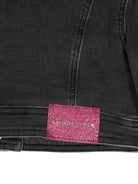 Giacca denim con applicazione per bambina Monnalisa nero con logo sul petto - Rubino Kids