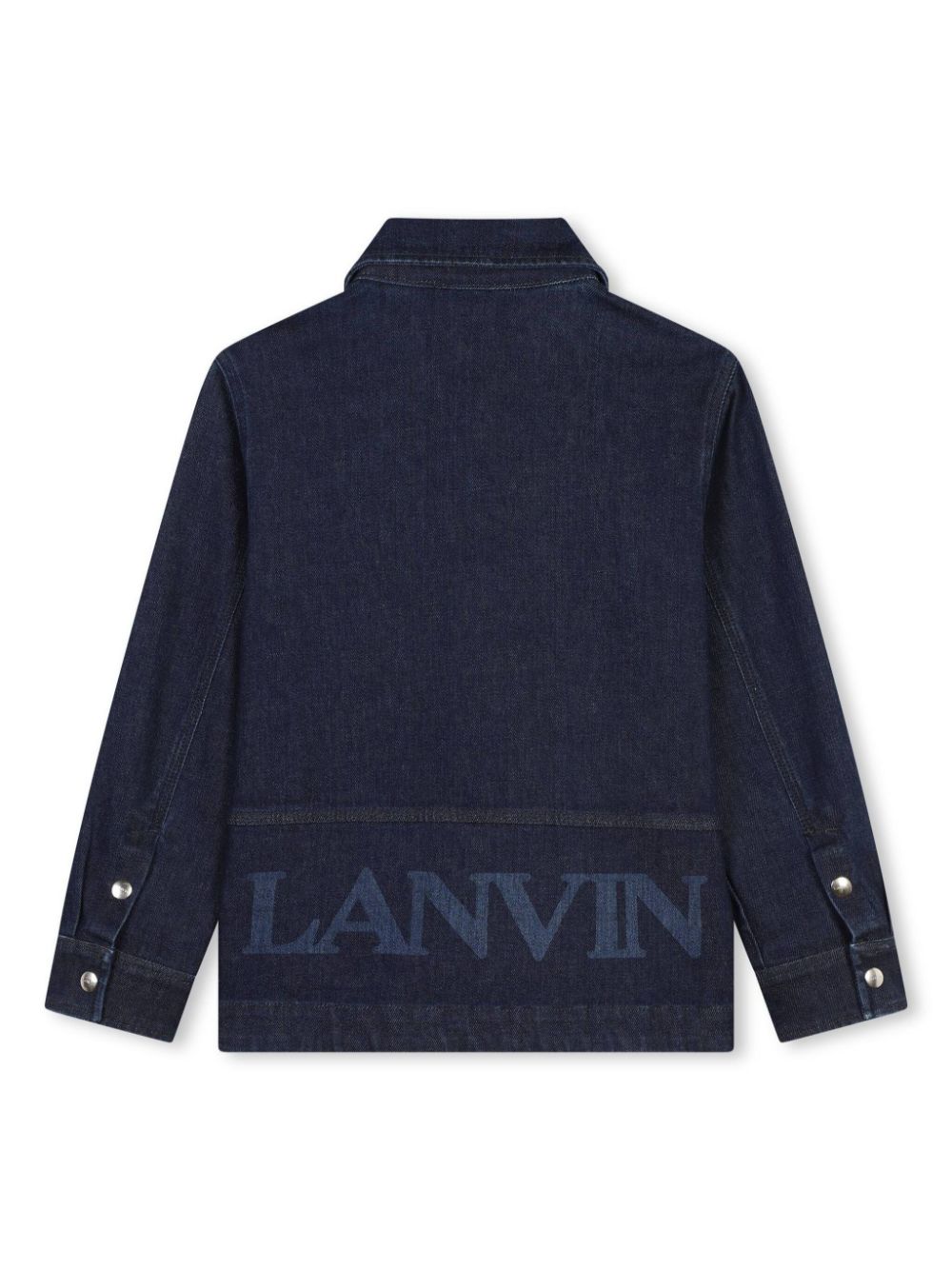 Giacca denim con stampa per bambino Lanvin Enfant blu con colletto alla francese - Rubino Kids