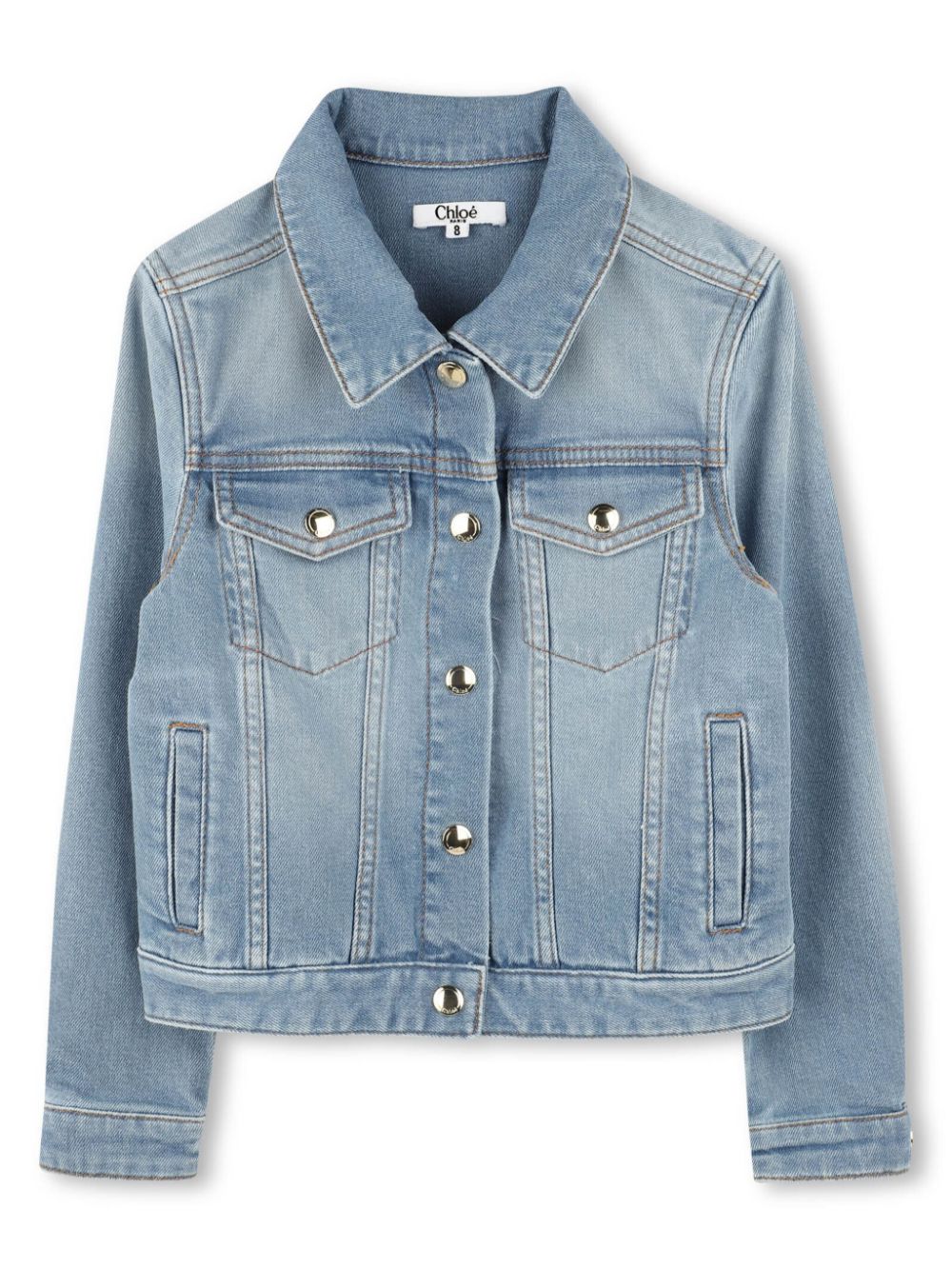 Giacca denim per bambina Chloé Kids blu con lavaggio leggero - Rubino Kids