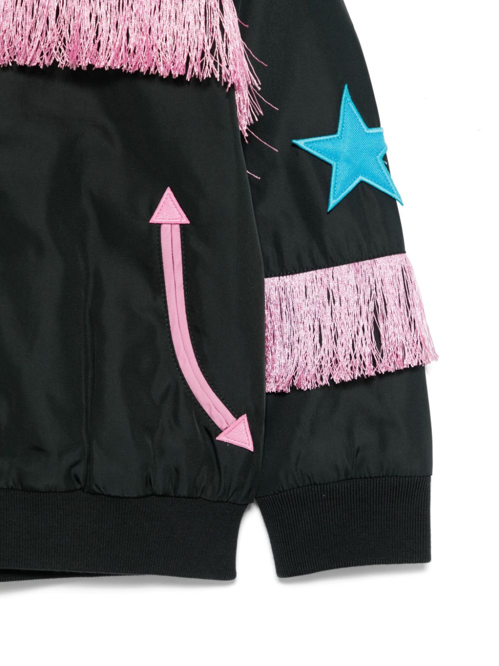 Giacca nera per bambina con frange Stella McCartney Kids - Rubino Kids