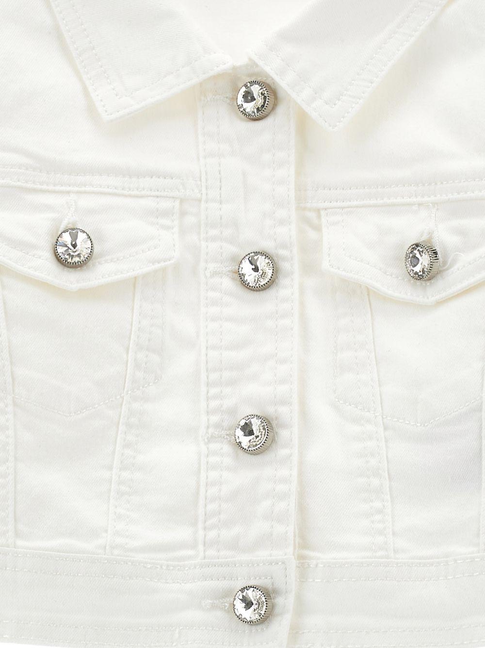 Giacca per bambina Monnalisa bianca con applicazioni cristalli - Rubino Kids