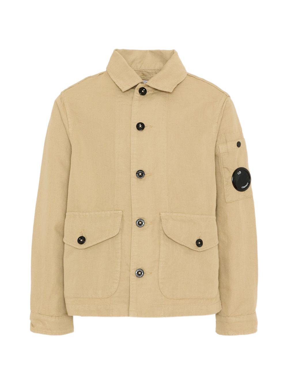 Giacca per bambino C.P. Company Kids beige con tasche applicate e bottoni - Rubino Kids