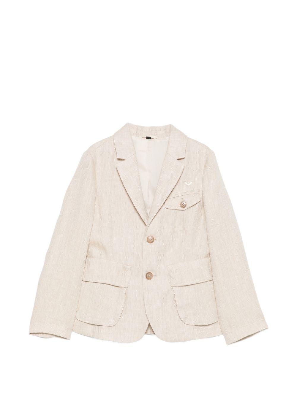 Giacca per bambino Emporio Armani Kids beige chiusura con bottoni - Rubino Kids