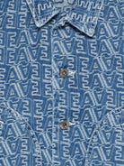 Giacca per bambino Emporio Armani Kids blu con logo all - over - Rubino Kids