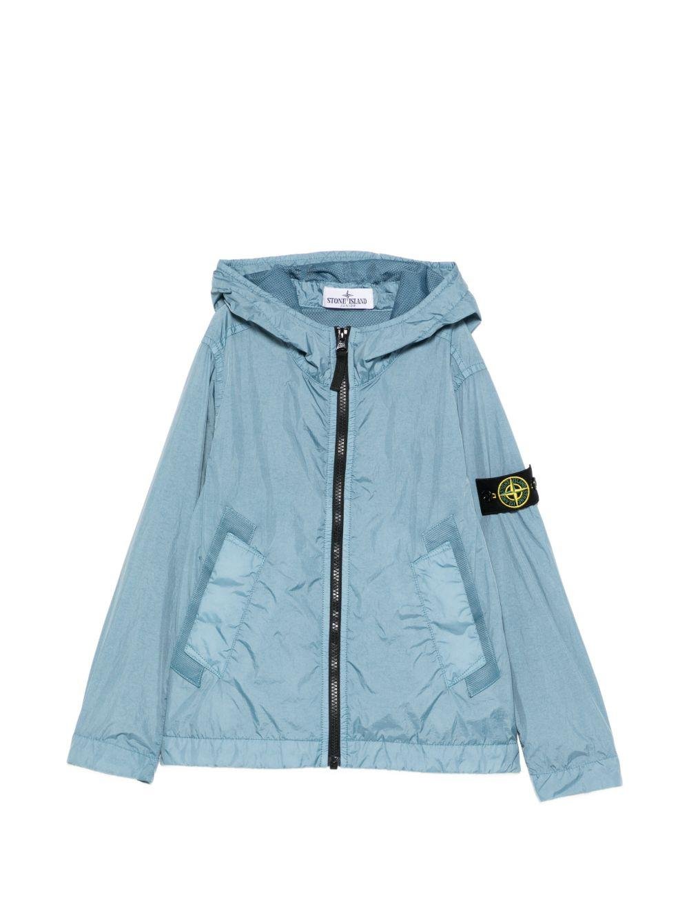 Giacca per bambino Stone Island Junior azzurro con cappuccio - Rubino Kids