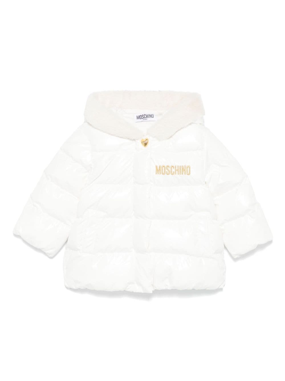 Giacca per neonata Moschino Kids bianco con ricamo color oro - Rubino Kids