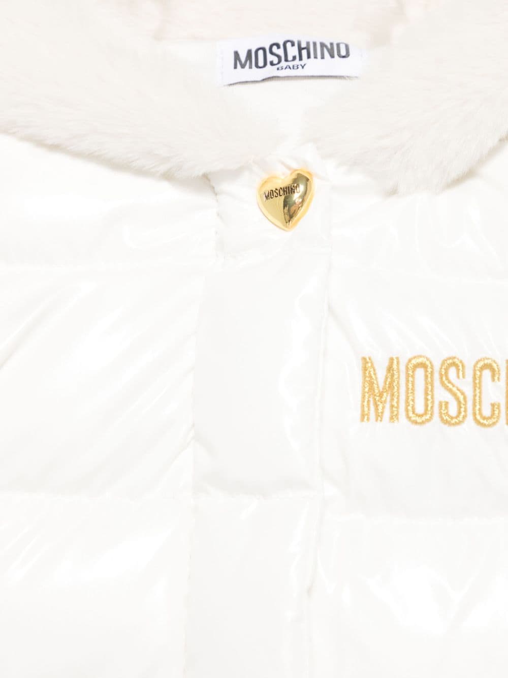 Giacca per neonata Moschino Kids bianco con ricamo color oro - Rubino Kids