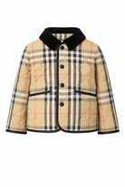 Giacca trapuntata per neonato Burberry Kids beige a quadri con tasche laterali - Rubino Kids