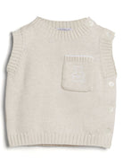 Gilet Bernie con lavorazione a maglia per neonato Brunello Cucinelli Kids beige con girocollo - Rubino Kids