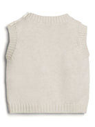 Gilet Bernie con lavorazione a maglia per neonato Brunello Cucinelli Kids beige con girocollo - Rubino Kids