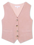 Gilet con bottoni per bambina Chloé Kids rosa con dettagli a coste - Rubino Kids