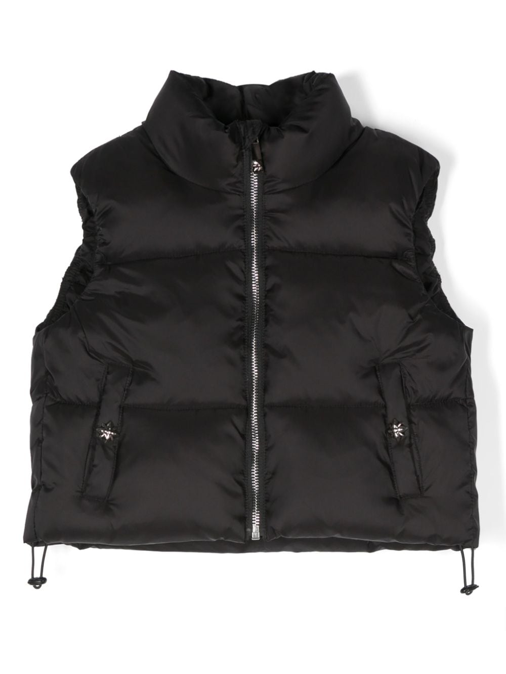 Gilet con stampa per bambina John Richmond Junior nero con colletto rialzato - Rubino Kids