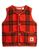 Gilet in pile a quadri rosso e nero per bambina Mini Rodini - Rubino Kids