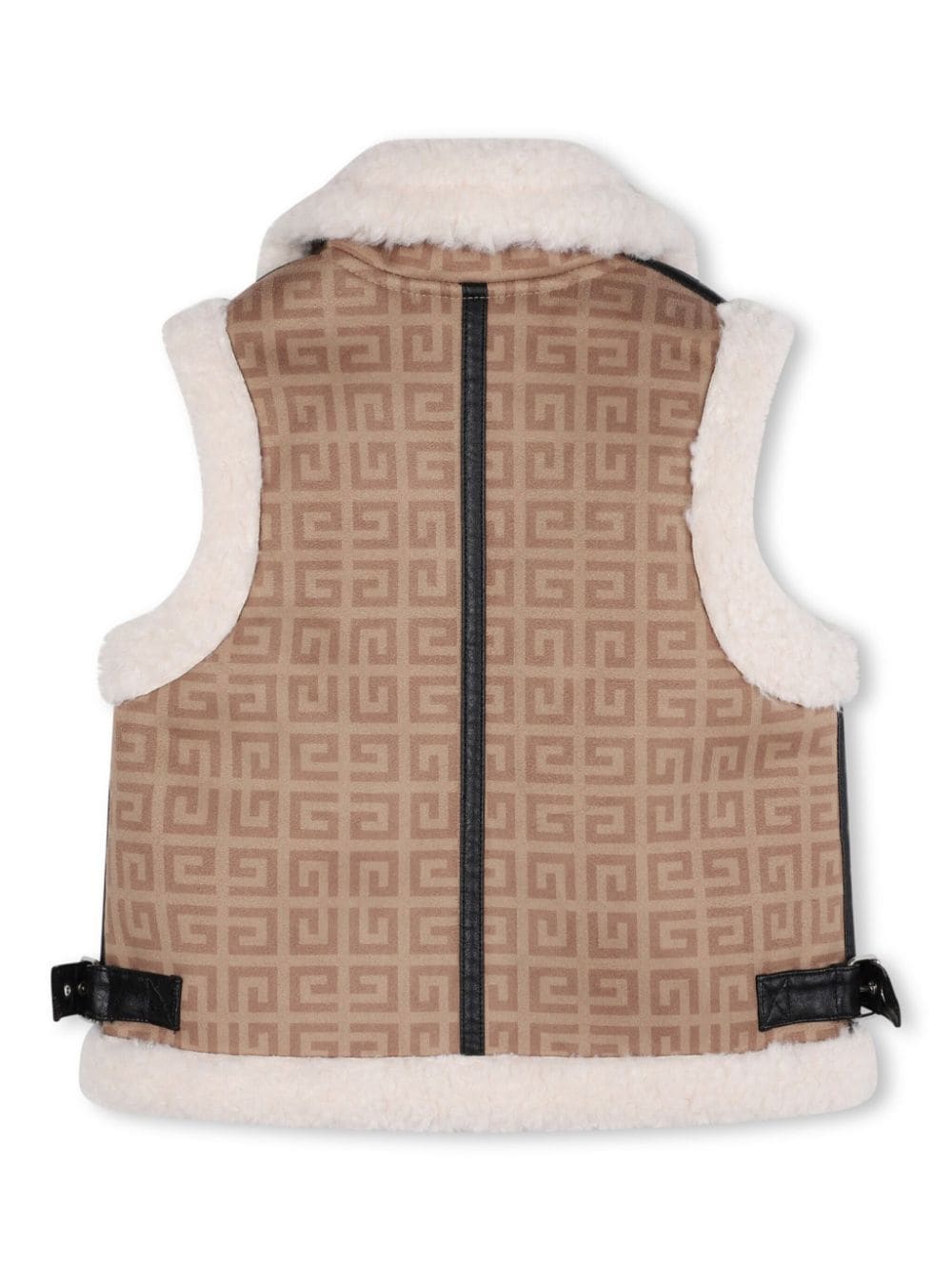 Gilet per bambina Givenchy Kids beige con stampa 4G e rifinitura in finto shearling - Rubino Kids