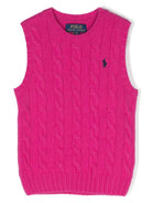 Gilet per bambina Ralph Lauren Kids fucsia con ricamo Polo Pony - Rubino Kids