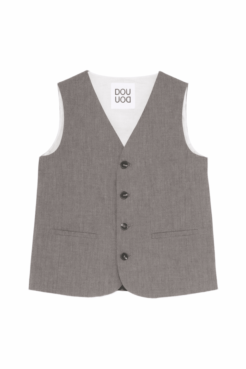 Gilet per bambino Douuod Kids grigio con bottoni e scollo a V - Rubino Kids