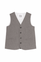 Gilet per bambino Douuod Kids grigio con bottoni e scollo a V - Rubino Kids