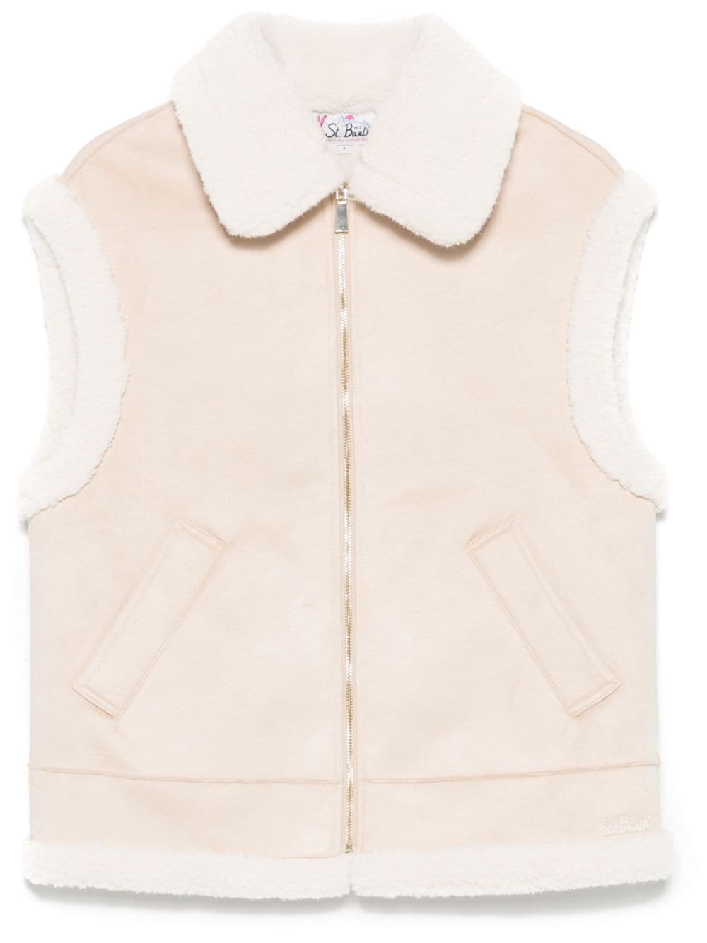 Gilet per donna MC2 Saint Barth Hesketh beige con colletto in pelliccia - Rubino Kids