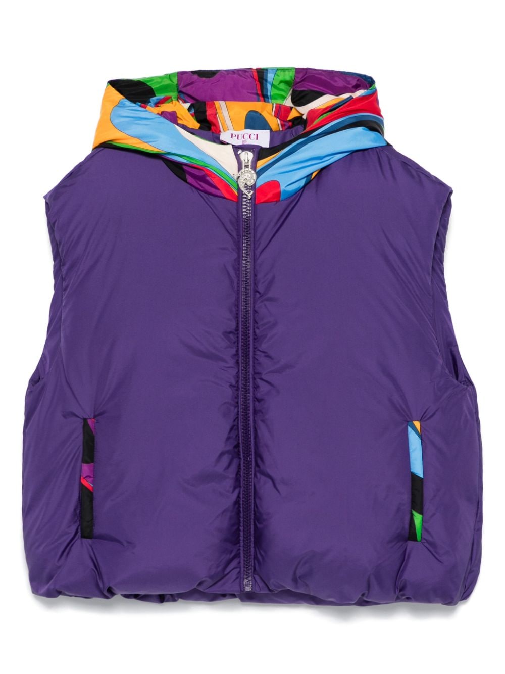 Gilet viola per bambina con stampa Iride sul cappuccio PUCCI Junior - Rubino Kids