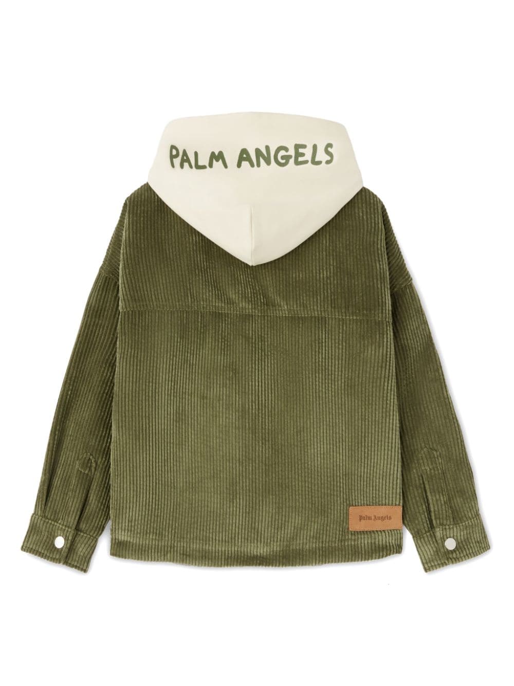 Giubbino - camicia a coste per bambino Palm Angels Kids verde con cappuccio - Rubino Kids