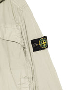 Giubbino con applicazione Compass per bambino Stone Island Junior verde con orli elasticizzati - Rubino Kids