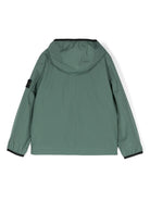 Giubbino con cappuccio per bambino Stone Island Junior verde con orli elasticizzati - Rubino Kids