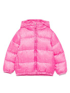 Giubbino con logo jacquard per bambina Moschino Kids fucsia con orlo elasticizzato - Rubino Kids