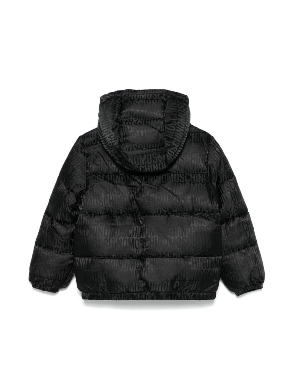 Giubbino con logo jacquard per bambino Moschino Kids nero con orlo elasticizzato - Rubino Kids