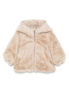 Giubbino in pelliccia sintetica per neonata Emporio Armani Kids beige con logo ricamato - Rubino Kids