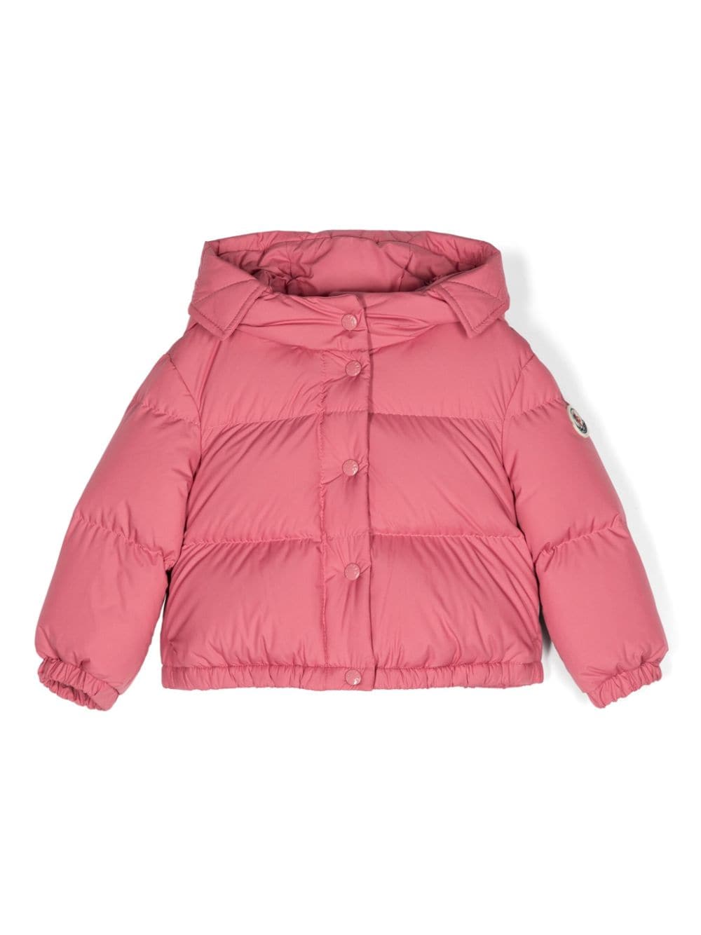 Giubbino Laurie per neonata Moncler Enfant rosa con cappuccio - Rubino Kids