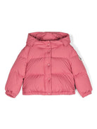 Giubbino Laurie per neonata Moncler Enfant rosa con cappuccio - Rubino Kids