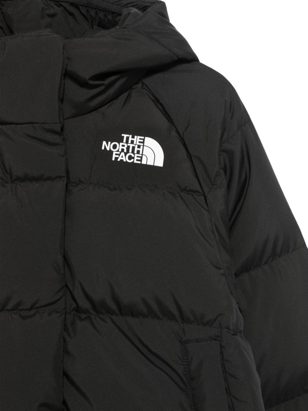 Giubbino North per bambina The North Face Kids nero con stampa con logo sul petto - Rubino Kids