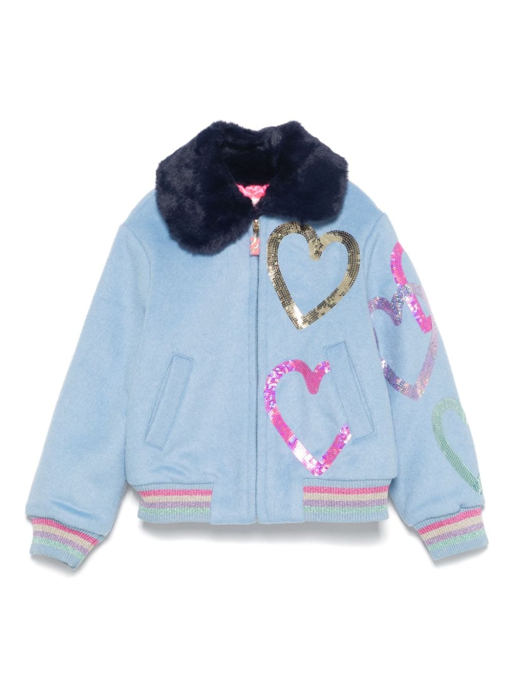 Giubbino per bambina Billieblush azzurro con paillettes - Rubino Kids