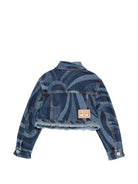 Giubbino per bambina Emilio Pucci Junior denim con design a fantasia - Rubino Kids