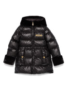 Giubbino per bambina Moschino Kids nero con dettagli in pelliccia - Rubino Kids