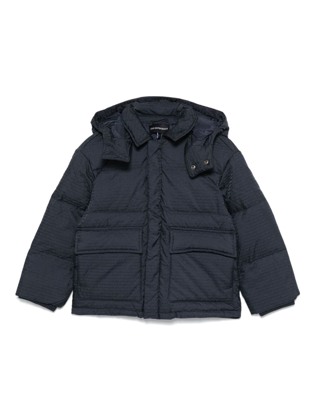 Giubbino per bambino Emporio Armani Kids blu con logo jacquard - Rubino Kids