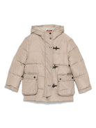 Giubbino per bambino Fay Kids beige con cappuccio e chiusura a gancio - Rubino Kids