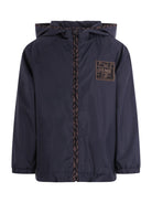 Giubbino per bambino Fendi Kids blu con toppa con logo sul davanti - Rubino Kids