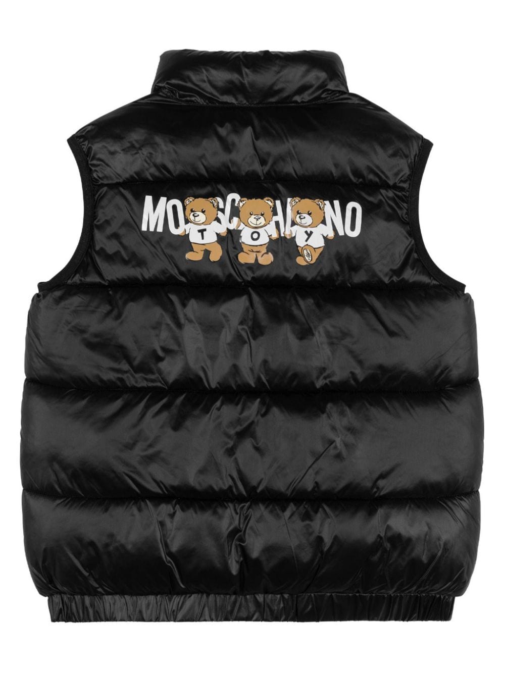 Giubbino per bambino Moschino Kids nero smanicato con stampa sul davanti - Rubino Kids